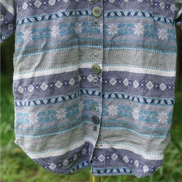 Vintage 90s Little Angels Boy’s Blue Grey Button Up Shirt - Picture 4 of 6